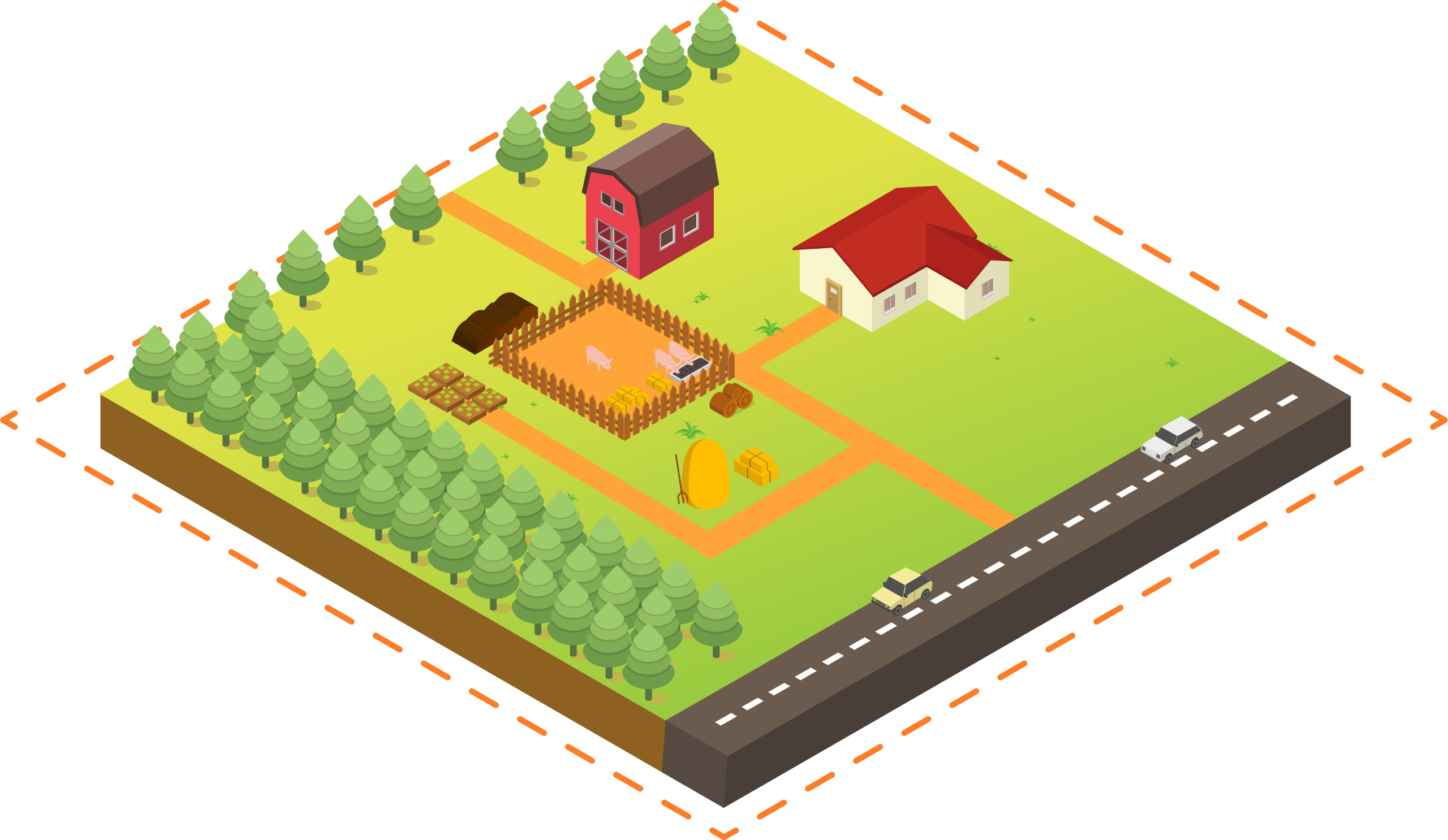 isometric farm graphic