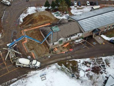 Pouring footings at the Dwight Library Expansion